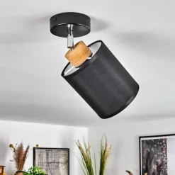 Lampes En Tissu-hofstein Plafonnier Chiuvi Chrome, Écru, Noir, Blanc, 1 lumière