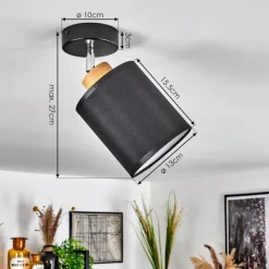 Lampes En Tissu-hofstein Plafonnier Chiuvi Chrome, Écru, Noir, Blanc, 1 lumière