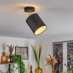 Lampes En Tissu-hofstein Plafonnier Chiuvi Chrome, Écru, Noir, Blanc, 1 lumière