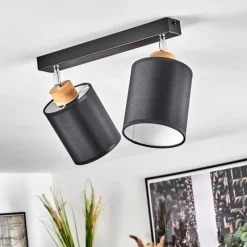 Lampes En Tissu-hofstein Plafonnier Chiuvi Chrome, Écru, Noir, Blanc, 2 lumières