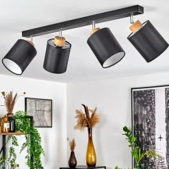 Lampes En Tissu-hofstein Plafonnier Chiuvi Chrome, Écru, Noir, Blanc, 4 lumières