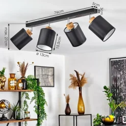 Lampes En Tissu-hofstein Plafonnier Chiuvi Chrome, Écru, Noir, Blanc, 4 lumières