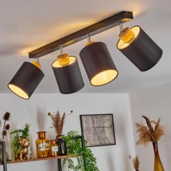 Lampes En Tissu-hofstein Plafonnier Chiuvi Chrome, Écru, Noir, Blanc, 4 lumières