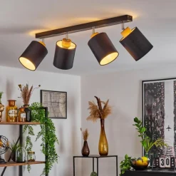 Lampes En Tissu-hofstein Plafonnier Chiuvi Chrome, Écru, Noir, Blanc, 4 lumières