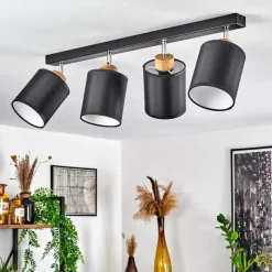 Lampes En Tissu-hofstein Plafonnier Chiuvi Chrome, Écru, Noir, Blanc, 4 lumières