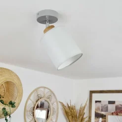 Lampes En Tissu-hofstein Plafonnier Chiuvi Chrome, Gris, Écru, 1 lumière