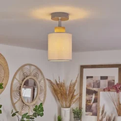 Lampes En Tissu-hofstein Plafonnier Chiuvi Chrome, Gris, Écru, 1 lumière