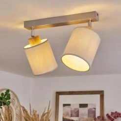 Lampes En Tissu-hofstein Plafonnier Chiuvi Écru, Argenté, 2 lumières