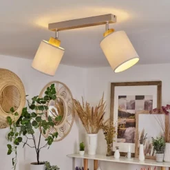 Lampes En Tissu-hofstein Plafonnier Chiuvi Écru, Argenté, 2 lumières