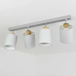 Lampes En Tissu-hofstein Plafonnier Chiuvi Écru, Argenté, 4 lumières