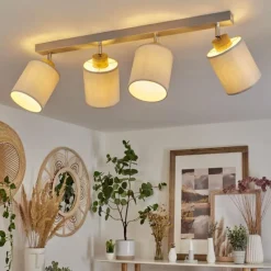 Lampes En Tissu-hofstein Plafonnier Chiuvi Écru, Argenté, 4 lumières