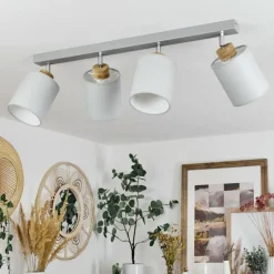 Lampes En Tissu-hofstein Plafonnier Chiuvi Écru, Argenté, 4 lumières