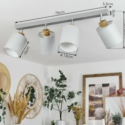 Lampes En Tissu-hofstein Plafonnier Chiuvi Écru, Argenté, 4 lumières