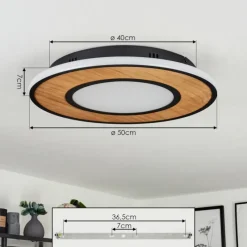 hofstein Plafonnier Chrop LED Noir, 1 lumière