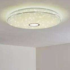 hofstein Plafonnier Cirque LED Chrome, 1 lumière, Télécommandes, Changeur de couleurs