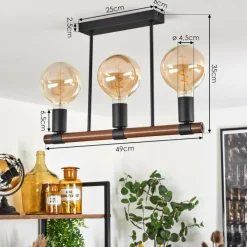 Lampes Industrielles-hofstein Plafonnier Clayhurst Noir, 3 lumières