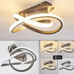 hofstein Plafonnier Cochato LED Nickel mat, 1 lumière