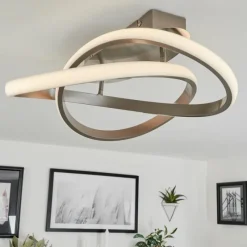 hofstein Plafonnier Cochato LED Nickel mat, 1 lumière