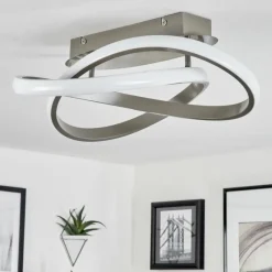 hofstein Plafonnier Cochato LED Nickel mat, 1 lumière