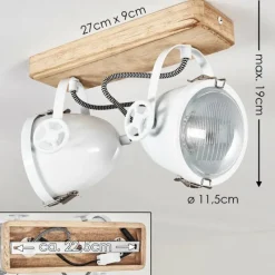 Lampes Vintages & Rétros-hofstein Plafonnier Coruna Bois clair, Blanc, 2 lumières