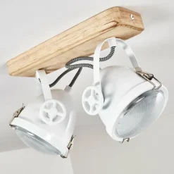 Lampes Vintages & Rétros-hofstein Plafonnier Coruna Bois clair, Blanc, 2 lumières