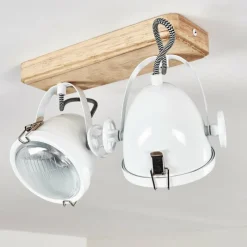 Lampes Vintages & Rétros-hofstein Plafonnier Coruna Bois clair, Blanc, 2 lumières