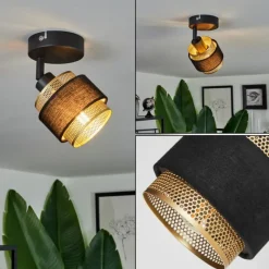 Lampes En Tissu-hofstein Plafonnier Cottard Noir, 1 lumière
