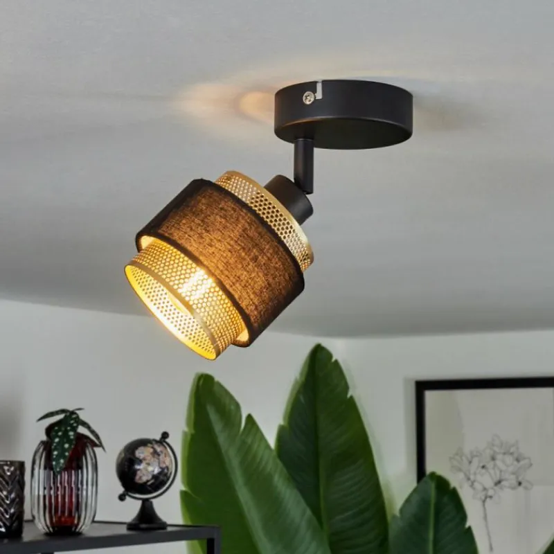 Lampes En Tissu-hofstein Plafonnier Cottard Noir, 1 lumière