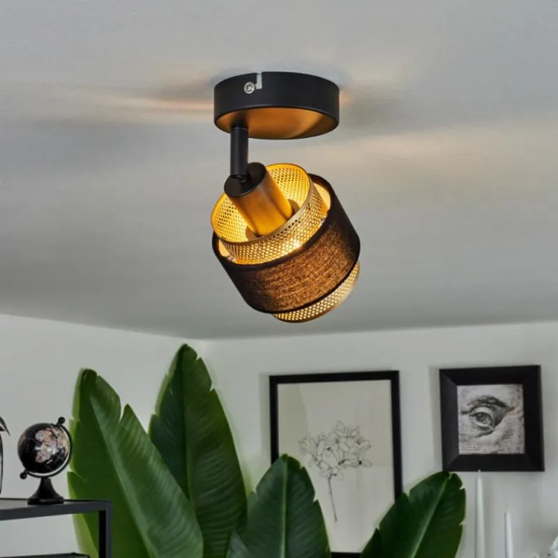 Lampes En Tissu-hofstein Plafonnier Cottard Noir, 1 lumière