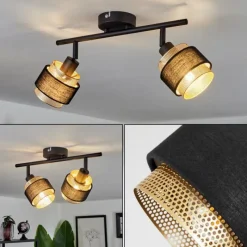 Lampes En Tissu-hofstein Plafonnier Cottard Noir, 2 lumières