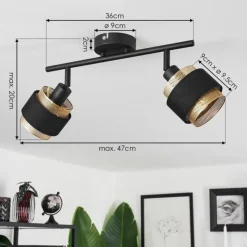 Lampes En Tissu-hofstein Plafonnier Cottard Noir, 2 lumières