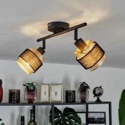 Lampes En Tissu-hofstein Plafonnier Cottard Noir, 2 lumières