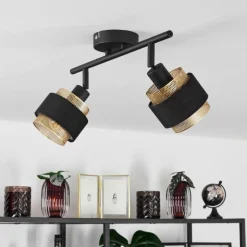 Lampes En Tissu-hofstein Plafonnier Cottard Noir, 2 lumières