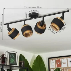 Luminaires Scandinaves-hofstein Plafonnier Cottard Noir, 4 lumières