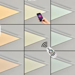 hofstein Plafonnier Crum LED Blanc, 1 lumière, Télécommandes