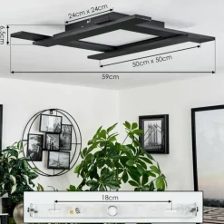 hofstein Plafonnier Cuchara LED Noir, 5 lumières