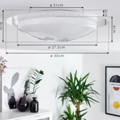 hofstein Plafonnier Cure LED Blanc, 1 lumière, Télécommandes, Changeur de couleurs