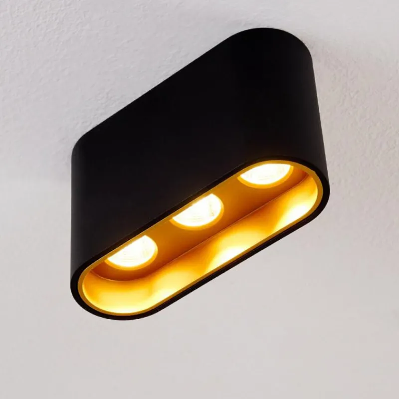 Lampes Dorées-hofstein Plafonnier Dalarna LED Noir doré, 1 lumière