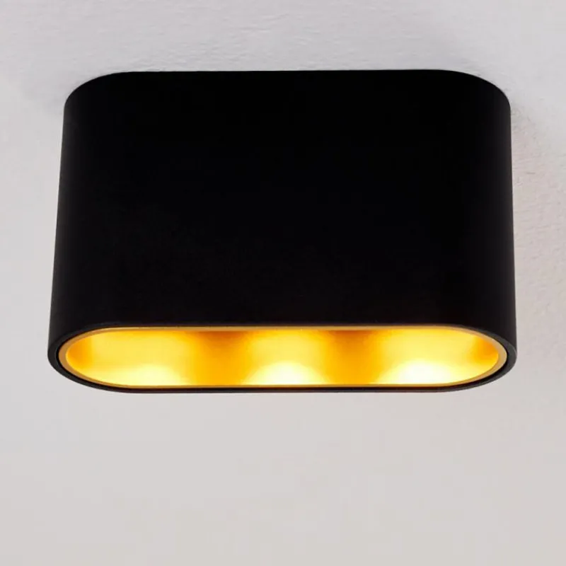 Lampes Dorées-hofstein Plafonnier Dalarna LED Noir doré, 1 lumière
