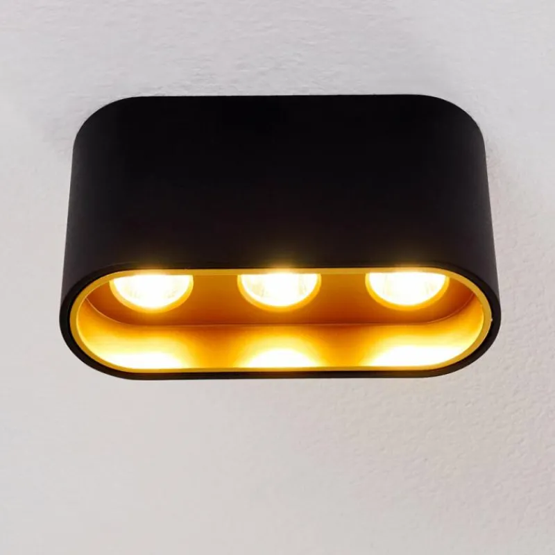 Lampes Dorées-hofstein Plafonnier Dalarna LED Noir doré, 1 lumière