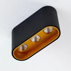 Lampes Dorées-hofstein Plafonnier Dalarna LED Noir doré, 1 lumière