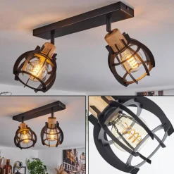 Lampes Industrielles-hofstein Plafonnier Dandin Noir, 2 lumières