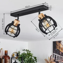 Lampes Industrielles-hofstein Plafonnier Dandin Noir, 2 lumières