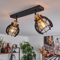 Lampes Industrielles-hofstein Plafonnier Dandin Noir, 2 lumières