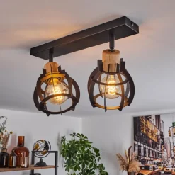 Lampes Industrielles-hofstein Plafonnier Dandin Noir, 2 lumières