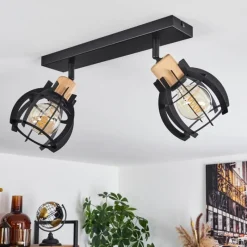 Lampes Industrielles-hofstein Plafonnier Dandin Noir, 2 lumières