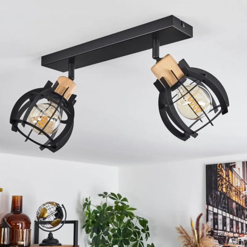 Lampes Industrielles-hofstein Plafonnier Dandin Noir, 2 lumières