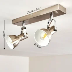 hofstein Plafonnier Danikon Nickel mat, 2 lumières* Spots Et Projecteurs