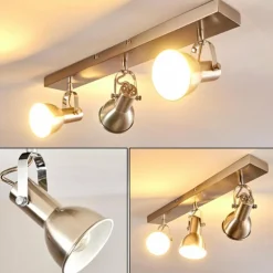 hofstein Plafonnier Danikon Nickel mat, 3 lumières* Spots Et Projecteurs