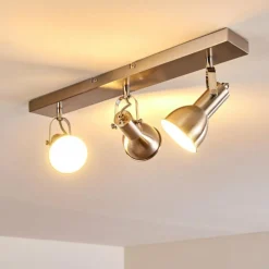 hofstein Plafonnier Danikon Nickel mat, 3 lumières* Spots Et Projecteurs